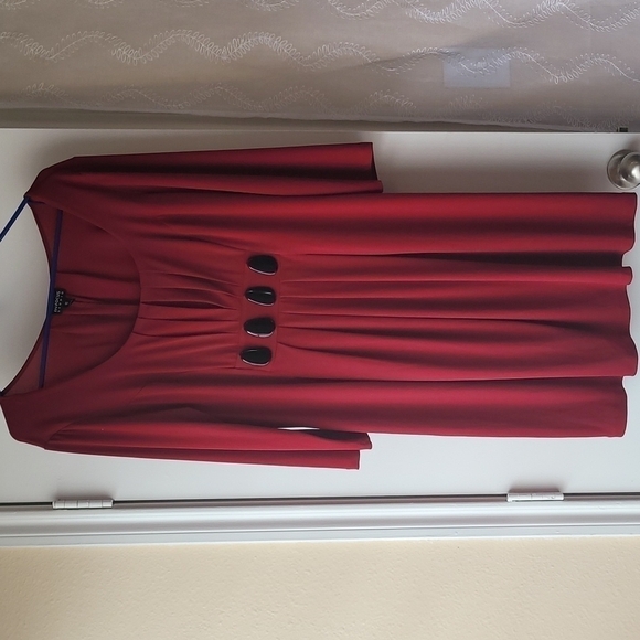 Enfocus Studio Plus Size Dress Size 16 Burgundy - Picture 1 of 7